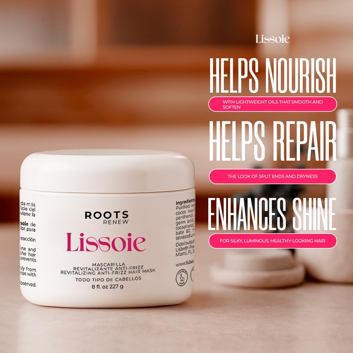 Anti-Frizz Hair Mask for Dry & Damaged Hair 8oz